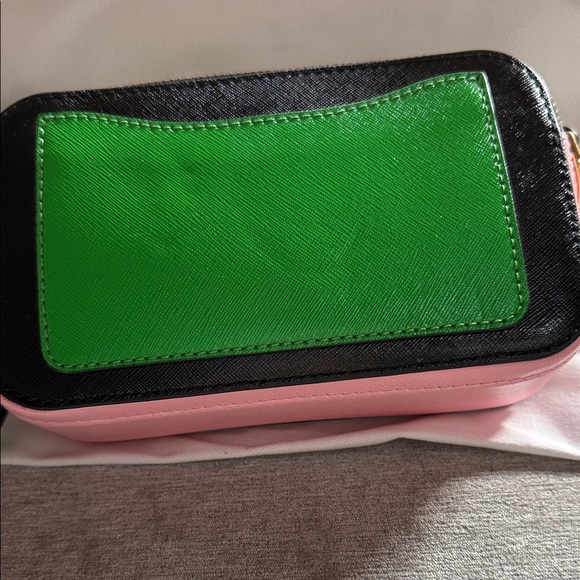 Marc Jacobs Snapshot Black, Pink, and Green Crossbody Bag